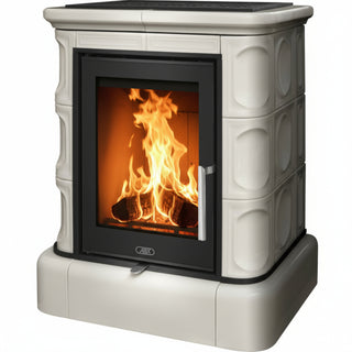 Braskamin med vit kakel - Marina