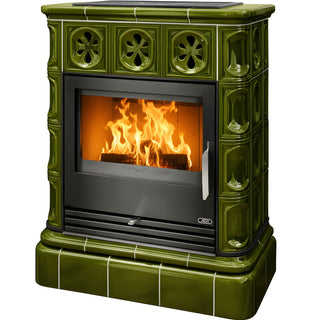 Grön kakelkamin-skotia