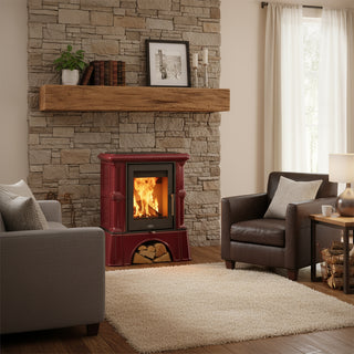 Braskamin Bavaria exklusive - vinrött kakel