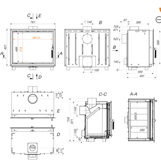 Insats öppen spis- INTO ECO 70х62 (11,5 kW)