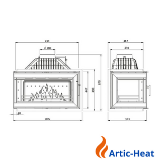 Einsatzofen Kawmet W16 Linke Ecke 13,4 kW (schwarz)