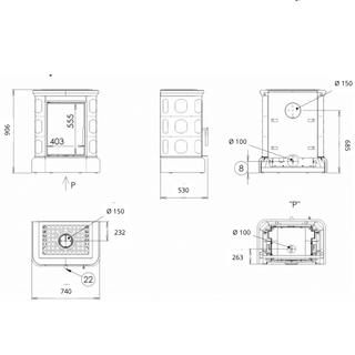 Braskamin med vit kakel - Marina