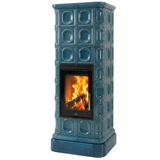 Blå vacker kakelkamin