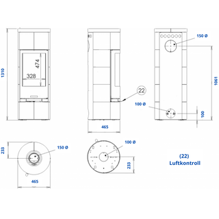 Kakelkamin - Kastilie aquamarine