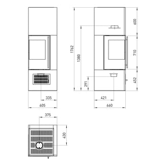 Wandkamin Aracar Compact - Olsberg (Links)