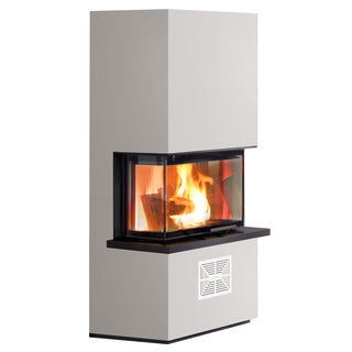 Murspis Olsberg Osorno 8kW – stålkonstruktion, vit gipsram och luftgaller