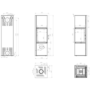 Braskamin SIGA-vit, svart