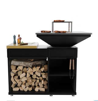 QUADRUM Grill mit Holztischplatte