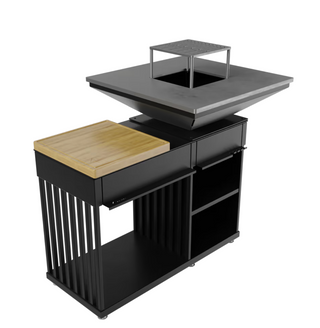 QUADRUM Grill mit Holztischplatte