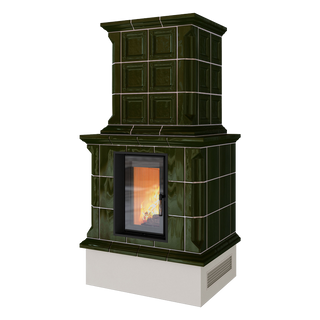 Stor kakelugn - bella rosa 14 i grön kakel