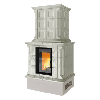 Stor kakelugn - bella rosa 14 i vit kakel