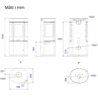 Braskamin med sidoglas YUNKO