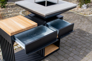 QUADRUM Grill mit Holztischplatte