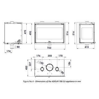 Lacunza ADOUR 700 hörnglas - vänster/höger
