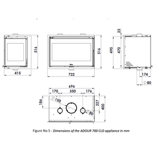 Lacunza ADOUR 700 hörnglas - vänster/höger