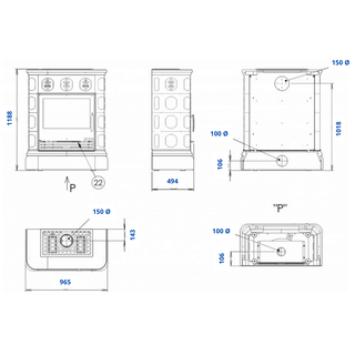 Kakelkamin SKOTIA 12kW - Brun