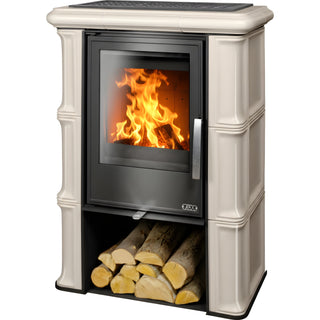 Braskamin med vit kakel - Sicilia