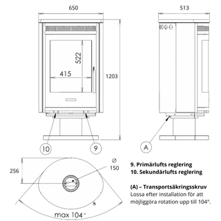 Roterande braskamin Arktis 8 - sandstone