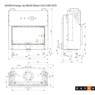 Einsatzofen SAVEN Energy Liftup 19,0 kW (Schwarz)