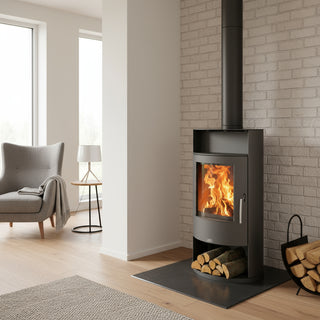 Vattenmantlad braskamin Island 7 aqua