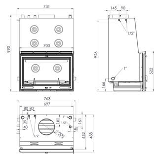 Vattenmantlad insatskamin SARRIA-16 ECO